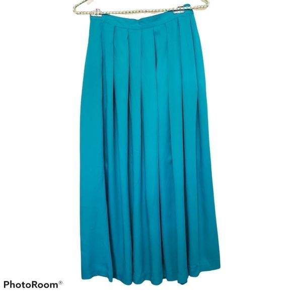 Louben Retro Vintage Pleated Blue Skirt 4 6 8 10 - Picture 2 of 9